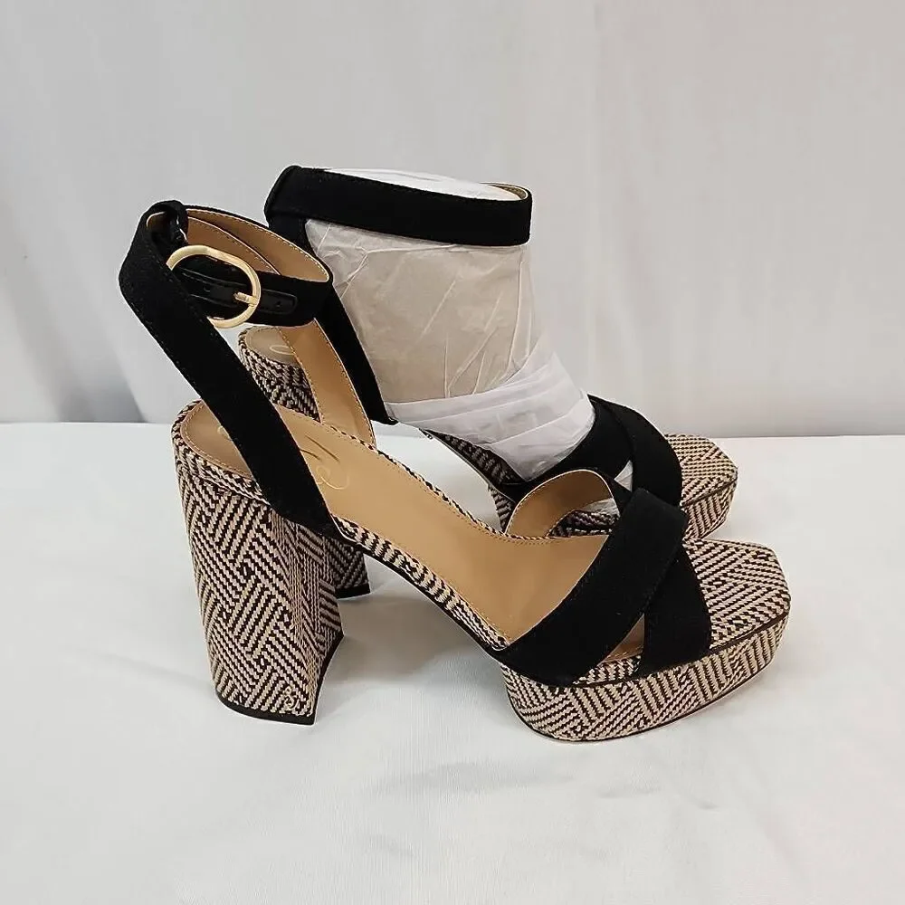 Sam Edelman Size 10 Nolita Black Block Heel Open Squared Toe Ankle Strap Heeled - Picture 4 of 9